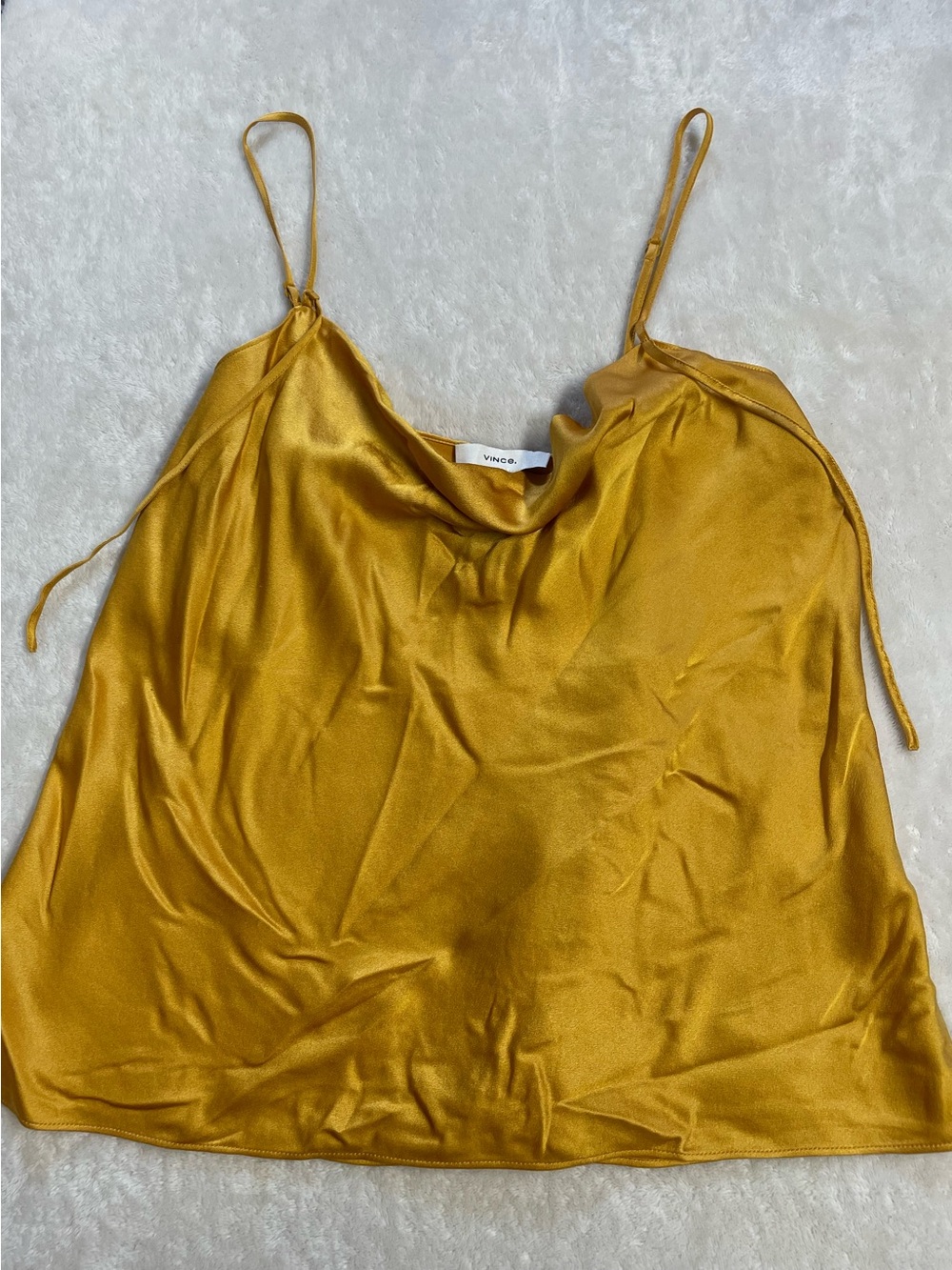 Vince Satin Cowl Camisole in Mustard